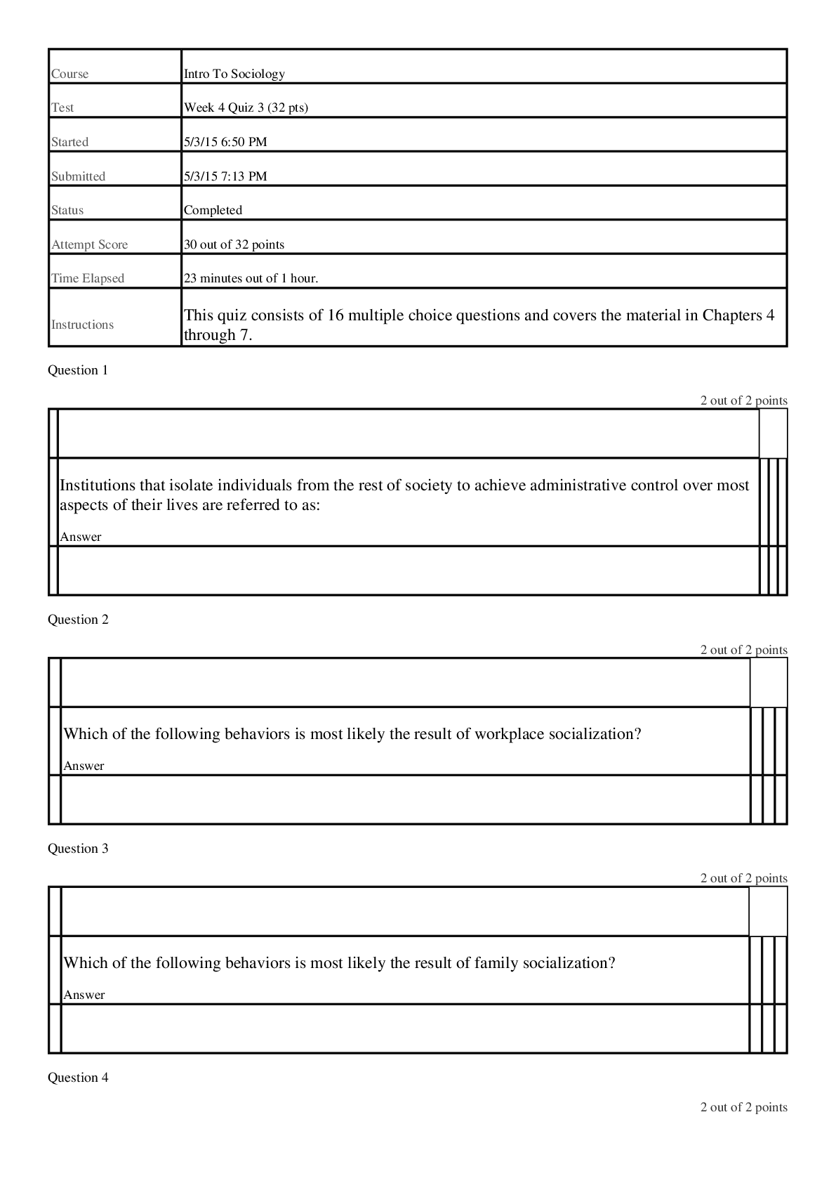 Preview image of SOC 100 Quiz 4 document